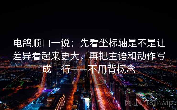 电鸽顺口一说：先看坐标轴是不是让差异看起来更大，再把主语和动作写成一行——不用背概念