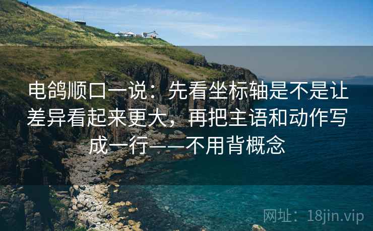 电鸽顺口一说：先看坐标轴是不是让差异看起来更大，再把主语和动作写成一行——不用背概念